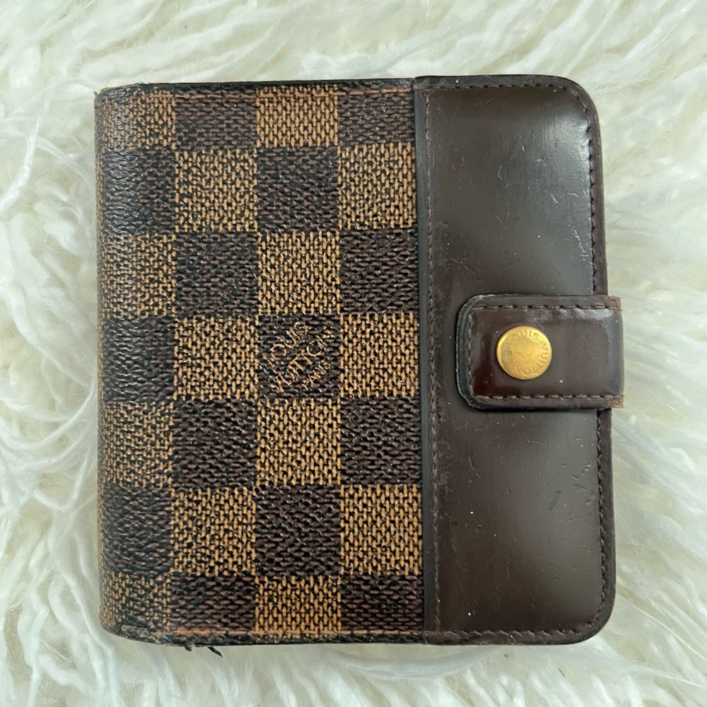 ❌SOLD❌ Louis Vuitton Damier Ebene Compact Snap Wallet & Zipper Coin Pouch - Picture 2 of 12